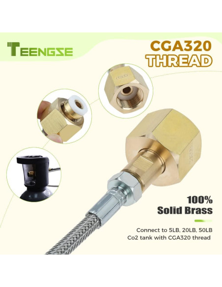 Manguera Adaptadora CO2 TEENGSE 152.4cm Acero Inoxidable