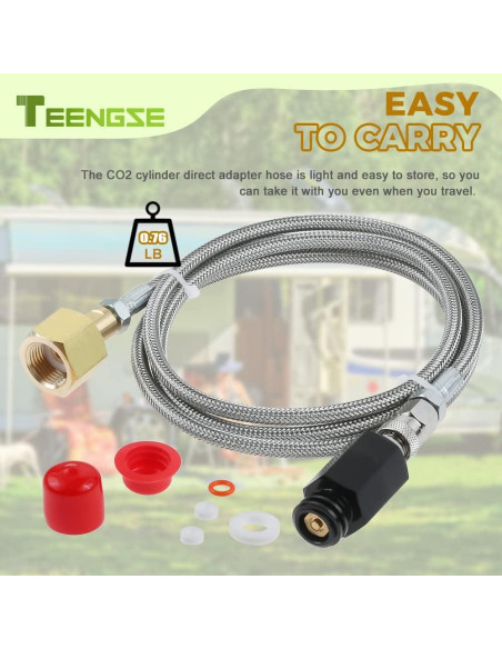 Manguera Adaptadora CO2 TEENGSE 152.4cm Acero Inoxidable