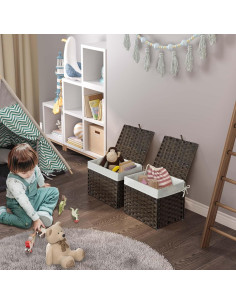 Cesta de Almacenamiento Plegable Greenstell 35L Marrón con Tapa 2