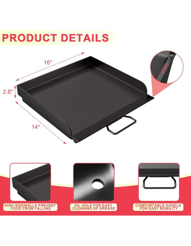 Sartén Plancha DcYourHome 40.64 cm x 35.56 cm para Camp Chef
