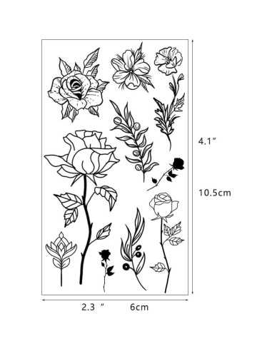 Tatuajes Temporales GLARYYEARS 20 Piezas Negro Impermeable