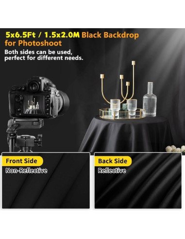 Fondo Negro para Fotos YAYOYA 1.52 x 1.98 m Plegable
