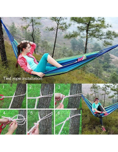 Hamaca de Algodón Extra Grande ZHONGLIGOU Azul 248.9x149.9 cm 2