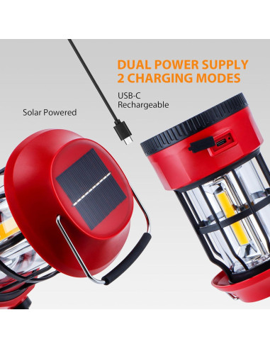 Juego de 2 Linternas Solares LED TRIROCKS 2600mAh IPX3