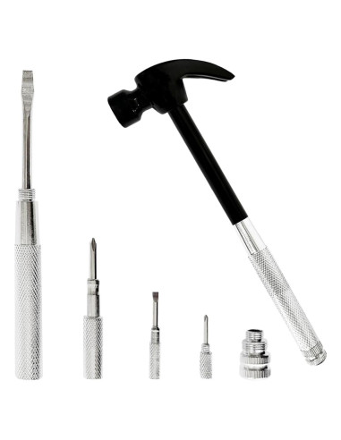 Martillo y destornillador 6 en 1 LASUND, herramientas multifuncionales