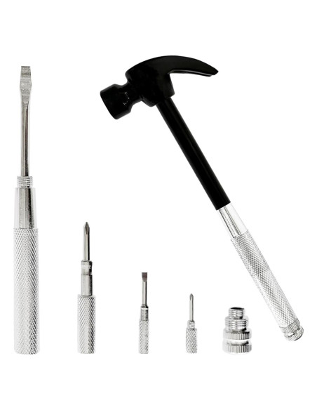 Martillo y destornillador 6 en 1 LASUND, herramientas multifuncionales