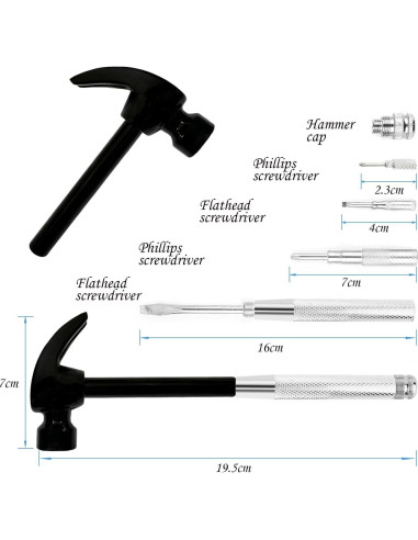 Martillo y destornillador 6 en 1 LASUND, herramientas multifuncionales