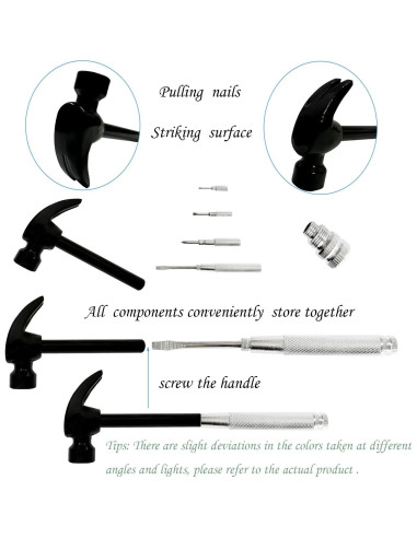 Martillo y destornillador 6 en 1 LASUND, herramientas multifuncionales