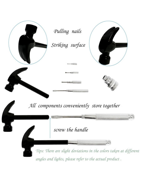 Martillo y destornillador 6 en 1 LASUND, herramientas multifuncionales