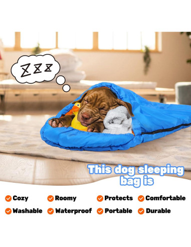 Saco de dormir para perros Lifeunion azul impermeable 114.8x73.7cm