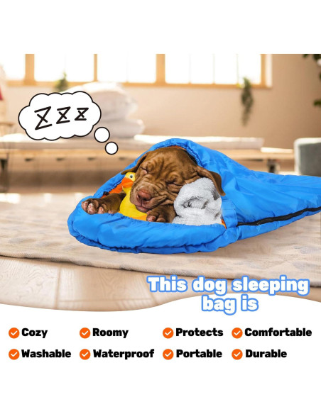 Saco de dormir para perros Lifeunion azul impermeable 114.8x73.7cm