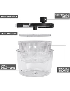 Centrifugadora de Ensalada Cambom 3Qt Negra - Lava y Seca Verduras 2