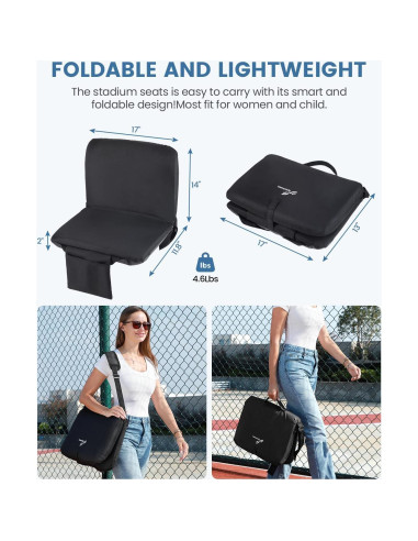 Asiento de Estadio Sportneer Plegable con Respaldo y Cojín