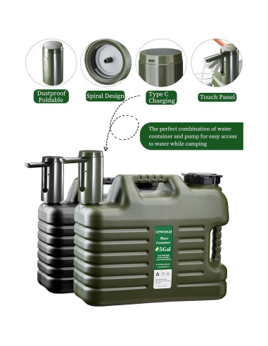 Jarra de Agua Portátil 19 Litros UPWOIGH con Bomba Táctil Negra