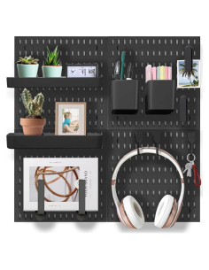 Organizador de Pared EVDBOBO Negro 30x30 cm con Ganchos