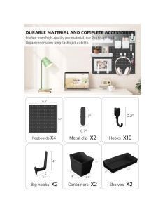 Organizador de Pared EVDBOBO Negro 30x30 cm con Ganchos 2