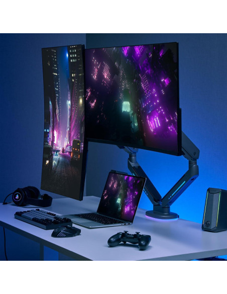 Soporte de Monitor Gaming AVLT Doble 27-43" RGB Ajustable