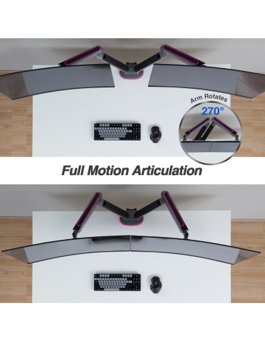 Soporte de Monitor Gaming AVLT Doble 27-43" RGB Ajustable