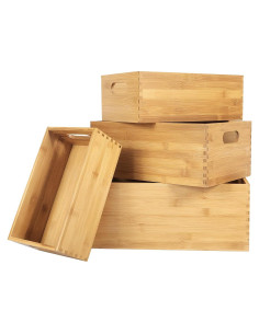 Juego de 4 Cajas de Almacenamiento de Madera ANMINY