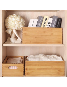 Juego de 4 Cajas de Almacenamiento de Madera ANMINY 2