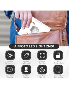 Kit de Luz LED Portátil Aiffoto ZM01 con Difusor y Montura 2
