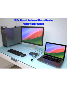 Conmutador KVM VGA 2 Puertos DiamondTiger con 2 Cables USB 2