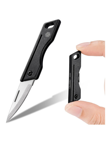 Cuchillo de bolsillo KeyUnity KK06BK de titanio - Hoja D2 5.58 cm