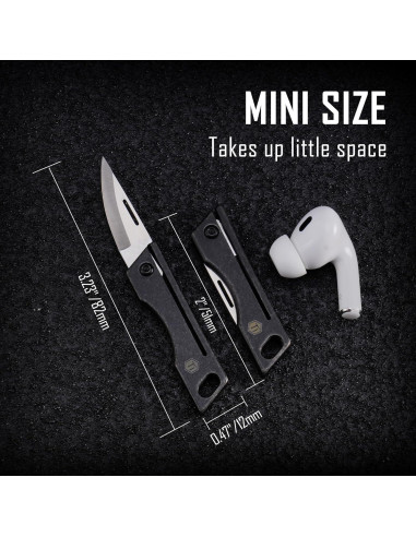 Cuchillo de bolsillo KeyUnity KK06BK de titanio - Hoja D2 5.58 cm