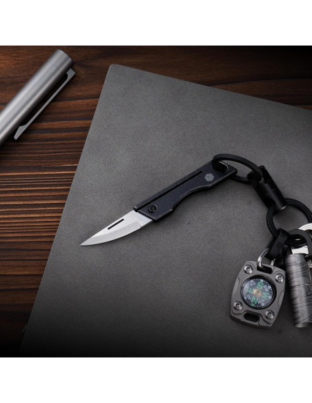 Cuchillo de bolsillo KeyUnity KK06BK de titanio - Hoja D2 5.58 cm