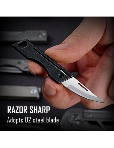 Cuchillo de bolsillo KeyUnity KK06BK de titanio - Hoja D2 5.58 cm