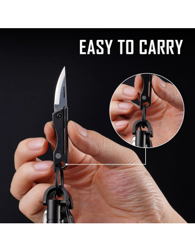 Cuchillo de bolsillo KeyUnity KK06BK de titanio - Hoja D2 5.58 cm