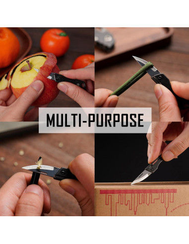 Cuchillo de bolsillo KeyUnity KK06BK de titanio - Hoja D2 5.58 cm