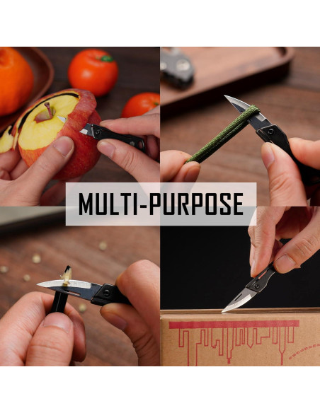 Cuchillo de bolsillo KeyUnity KK06BK de titanio - Hoja D2 5.58 cm