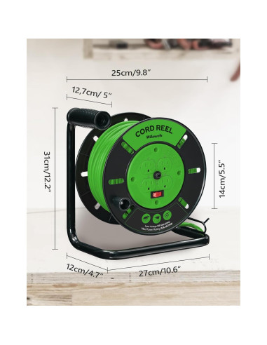 Carrete de Almacenamiento de Cable WILAWELS 15A 30.48m Verde