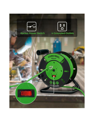 Carrete de Almacenamiento de Cable WILAWELS 15A 30.48m Verde