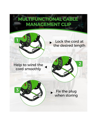 Carrete de Almacenamiento de Cable WILAWELS 15A 30.48m Verde
