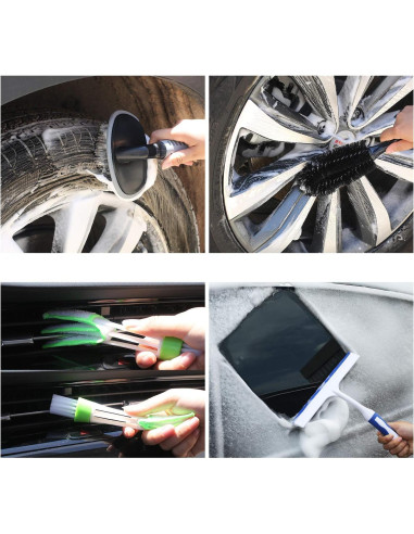 Kit de Limpieza para Autos AUTODECO 22 Piezas con Cubo Plegable