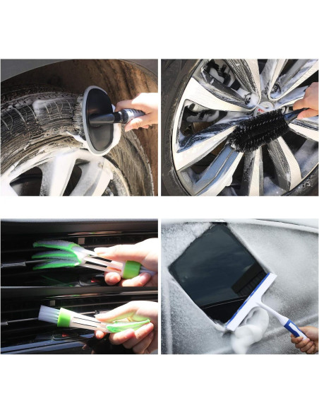 Kit de Limpieza para Autos AUTODECO 22 Piezas con Cubo Plegable