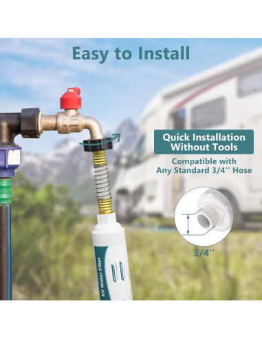 Filtro de Agua para RV QNINE - Paquete de 2 con Protector de Manguera