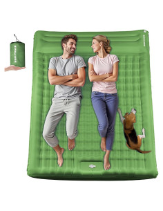 Colchón Inflable Hualonger 15 cm con Almohada Verde Militar
