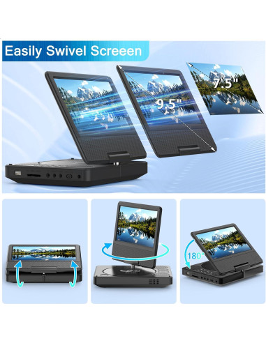 Reproductor DVD portátil PJGCWB 7.5" pantalla giratoria