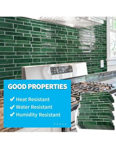 Azulejos Autoadhesivos Art3d 10 Hojas 30.48x30.48cm Verde Mármol