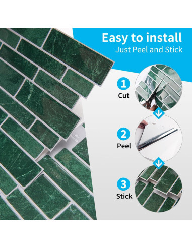 Azulejos Autoadhesivos Art3d 10 Hojas 30.48x30.48cm Verde Mármol
