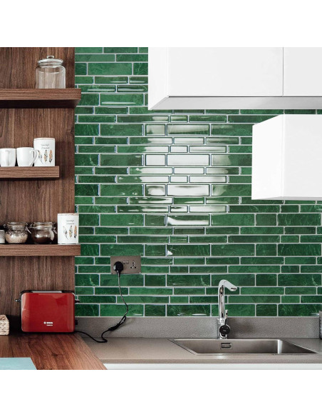 Azulejos Autoadhesivos Art3d 10 Hojas 30.48x30.48cm Verde Mármol