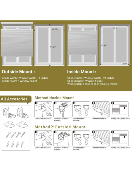 Persianas Celulares Blackout Sin Cuerda Moonice 48-150 cm