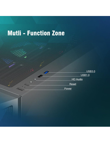 Caja de PC RUIX CV103 Mid-Tower ATX con 4 Ventiladores RGB