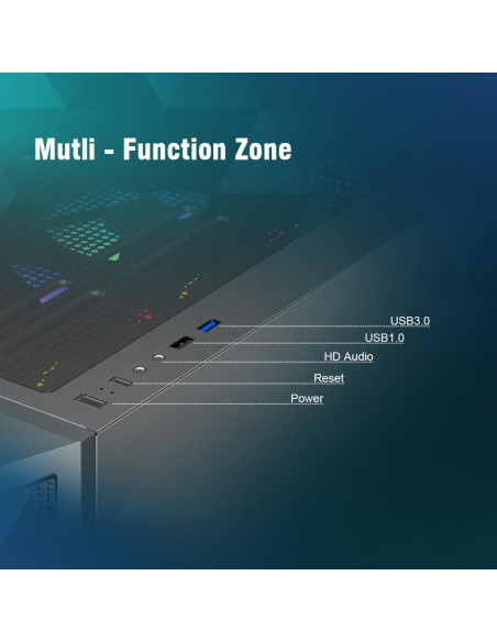 Caja de PC RUIX CV103 Mid-Tower ATX con 4 Ventiladores RGB