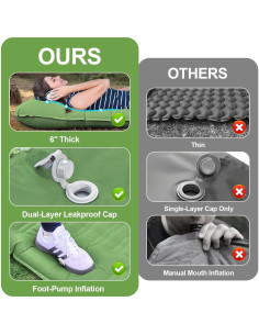Colchón Inflable Hualonger 15 cm con Almohada Verde Militar 2