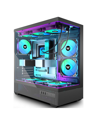 Caja de PC KEDIERS G7 ATX Negra con Ventiladores ARGB 5x120mm