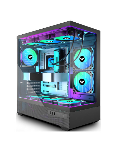 Caja de PC KEDIERS G7 ATX Negra con Ventiladores ARGB 5x120mm